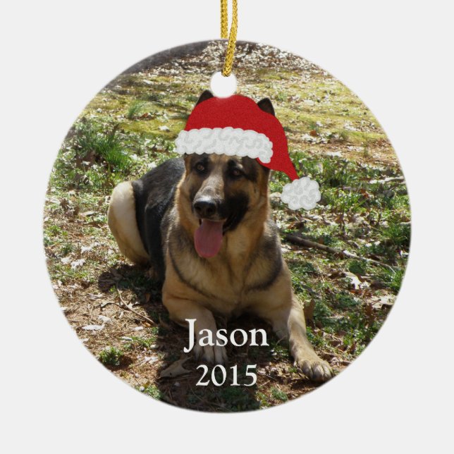 Personalized Christmas German Shepherd Ornament (Front)