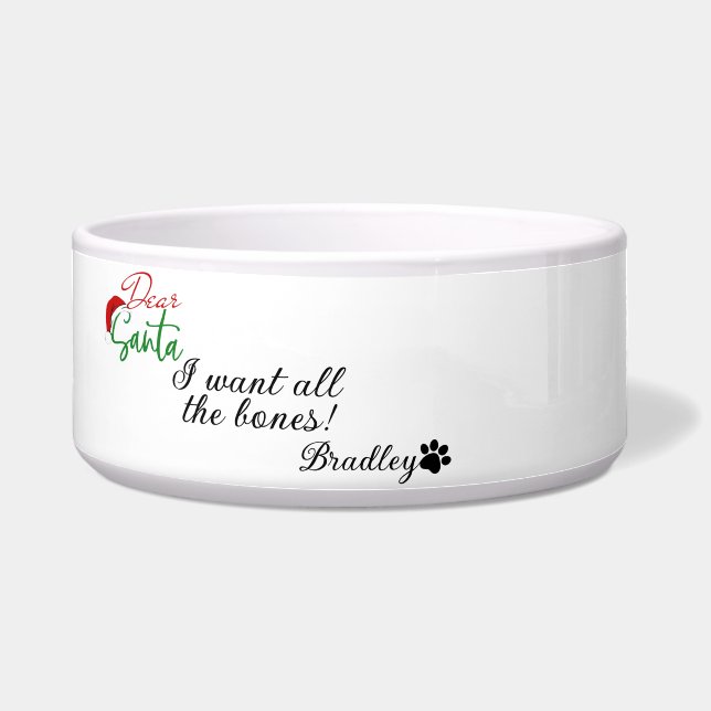 Personalized Christmas Gift Custom Pet Name Food Bowl (Front)