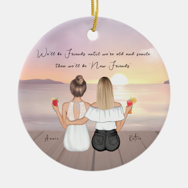 Personalized Christmas gift for best friend Ceramic Ornament (Front)
