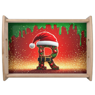 Personalized Christmas Gift Monogram R Serving Tray