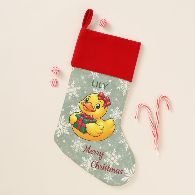 Personalized Christmas Gift Rubber Duck Stocking (Front)