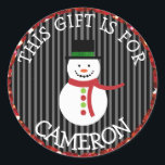 Personalized Christmas Gift Tag Holiday Stickers<br><div class="desc">Personalized Christmas Tags cute black and red snowman Stickers,  just add your child's name onto the tags so he/she knows which gifts are his!</div>