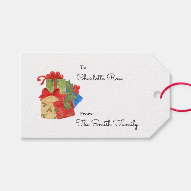 Personalized Christmas Gift Tags, Name Tags (Front (Horizontal))