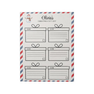 Personalized Christmas Gift Tracker List Notepad