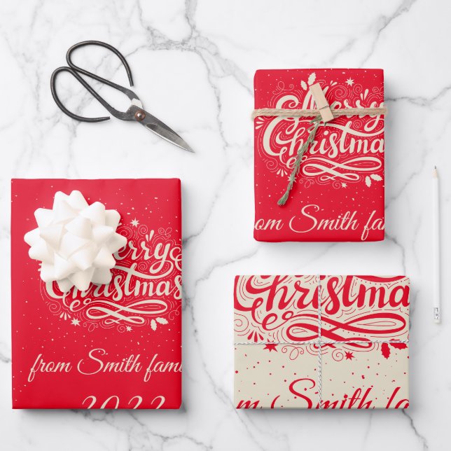 Personalized Christmas Gift Wrapping Paper (Front)