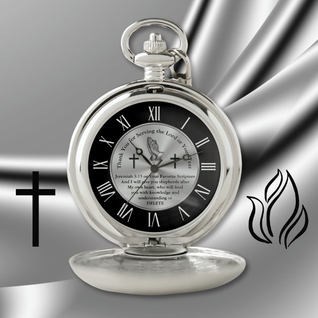 Personalized Christmas Gifts for Pastors Pocket Watch (Christmas gift for Ministers. Christmas gifts for Priests. Pastor appreciation day ideas. Retirement)