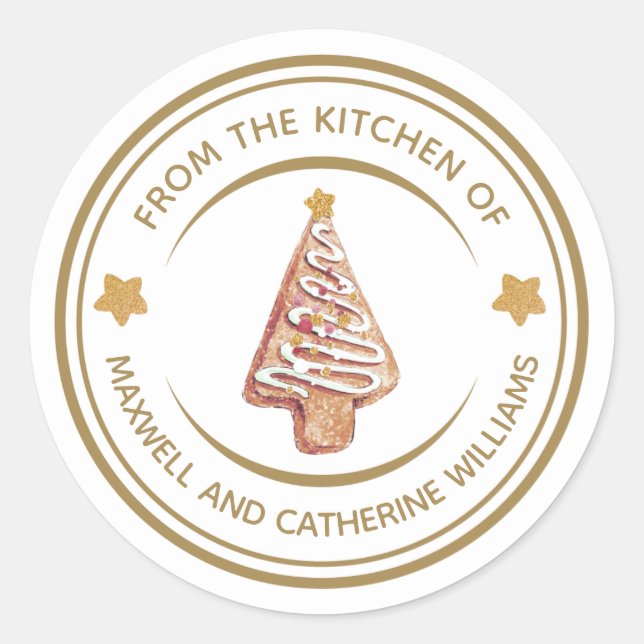 Personalized Christmas Gingerbread Baked Goods Classic Round Sticker (Front)