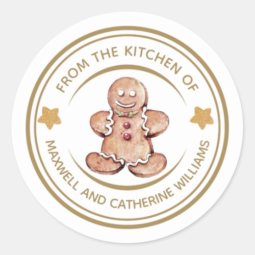 Personalized Christmas Gingerbread Bakery Classic Round Sticker