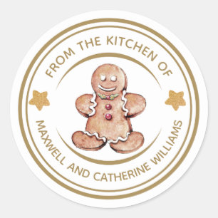 Personalized Christmas Gingerbread Bakery Classic Round Sticker