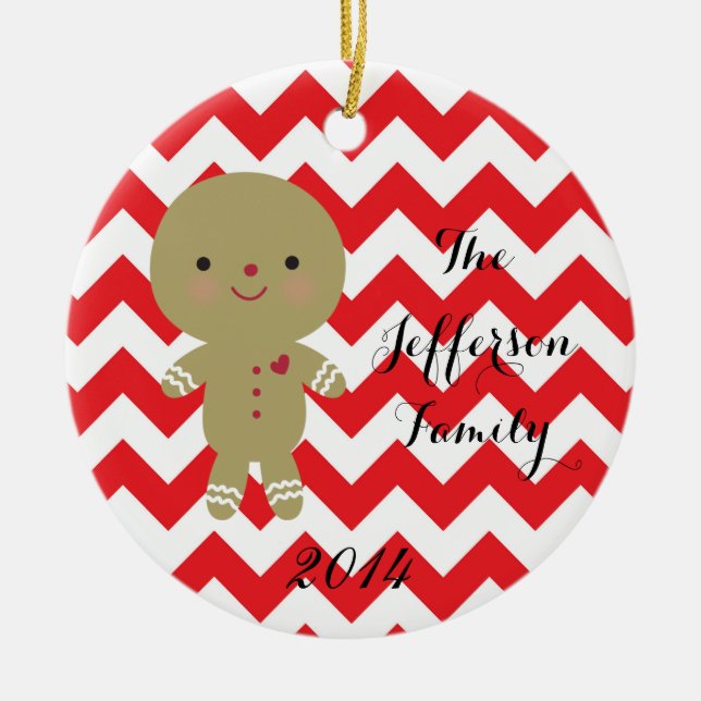 Personalized Christmas Gingerbread Family Ornament (Front)
