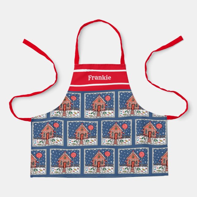 Personalized Christmas Gingerbread House Apron (Front)