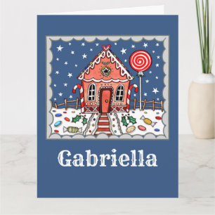 Personalized Christmas Gingerbread House Card