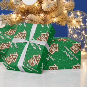Personalized Christmas gingerbread house cookie Wrapping Paper
