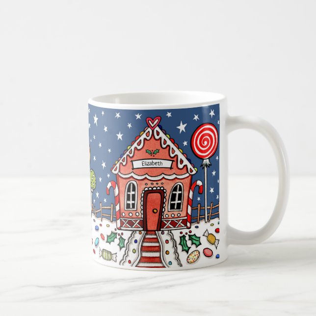 Personalized Christmas Gingerbread House Gift Coffee Mug (Right)