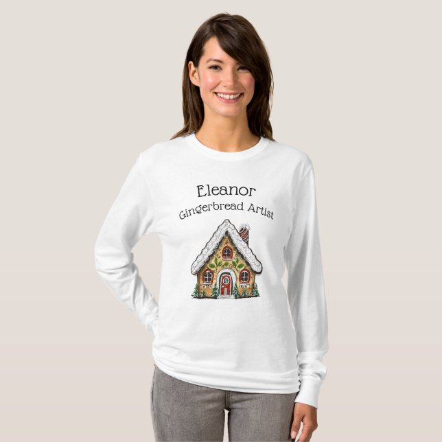 Personalized Christmas Gingerbread House Shirt (Front Full)