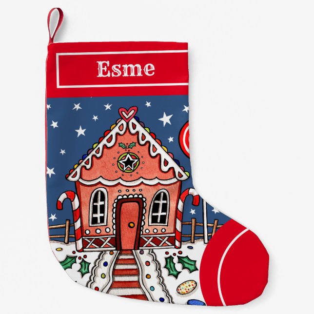 Personalized Christmas Gingerbread House Stocking (Front)