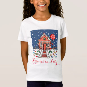 Personalized Christmas Gingerbread House T-Shirt