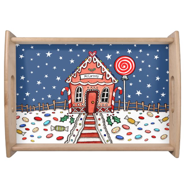 Personalized Christmas Gingerbread House Tray (Front)