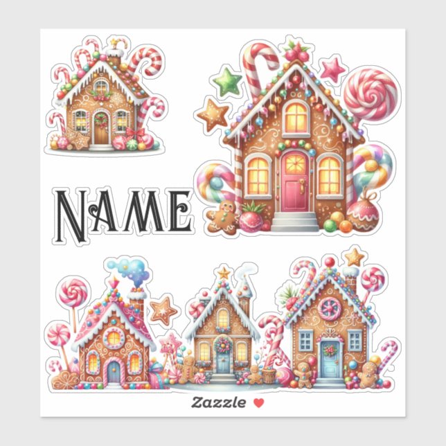 Personalized Christmas gingerbread houses Sticker (Sheet)