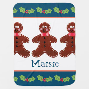 Personalized Christmas Gingerbread Man Baby Blanket