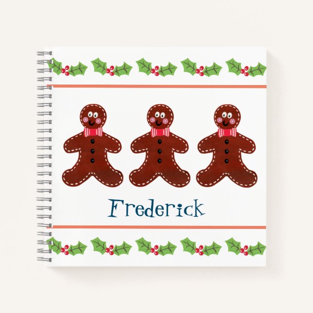 Personalized Christmas Gingerbread Man Notebook (Front)