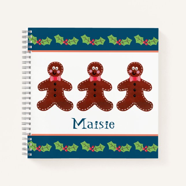 Personalized Christmas Gingerbread Man Notebook (Front)