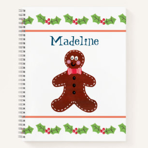 Personalized Christmas Gingerbread Man Notebook
