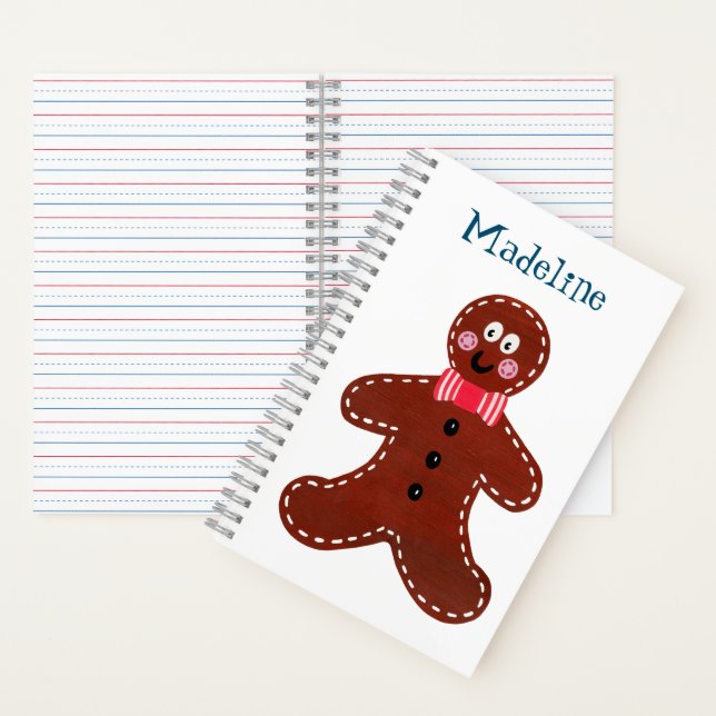 Personalized Christmas Gingerbread Man Notebook (Inside)