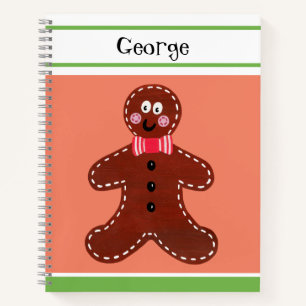 Personalized Christmas Gingerbread Man Notebook