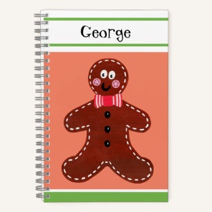 Personalized Christmas Gingerbread Man Notebook