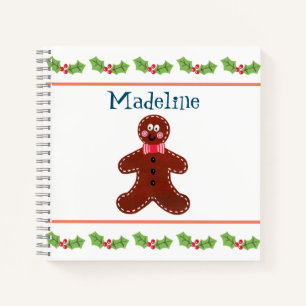 Personalized Christmas Gingerbread Man Notebook