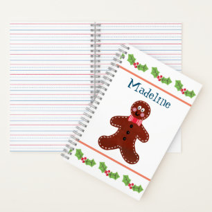 Personalized Christmas Gingerbread Man Notebook