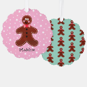 Personalized Christmas Gingerbread Man Ornament Card