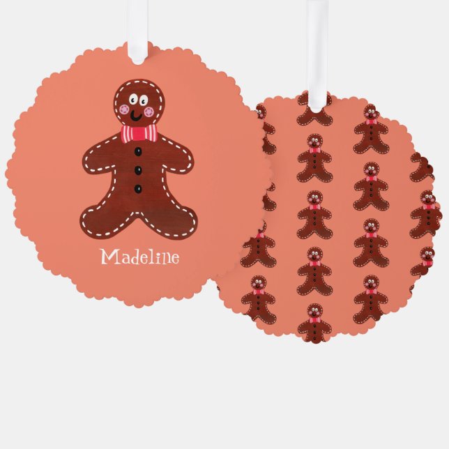 Personalized Christmas Gingerbread Man Ornament Card (Front/Back)