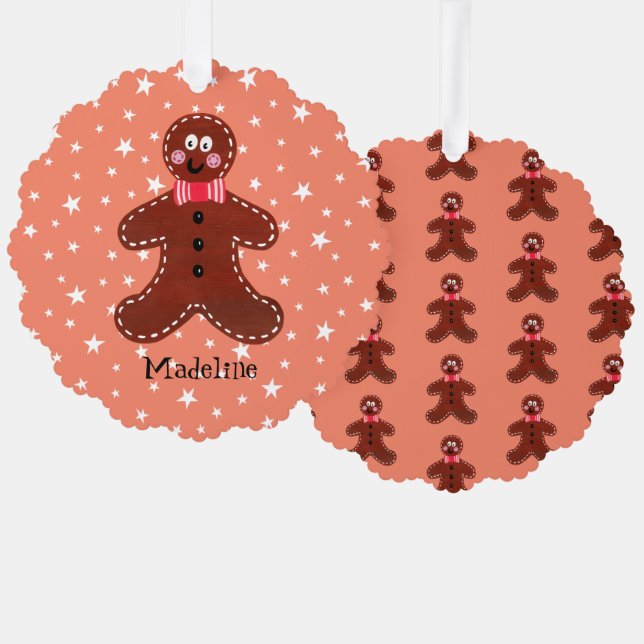 Personalized Christmas Gingerbread Man Ornament Card (Front/Back)