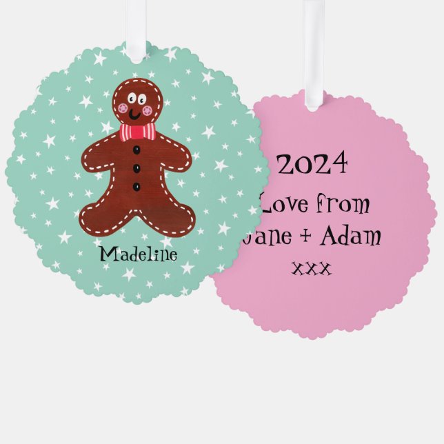 Personalized Christmas Gingerbread Man Ornament Card (Front/Back)