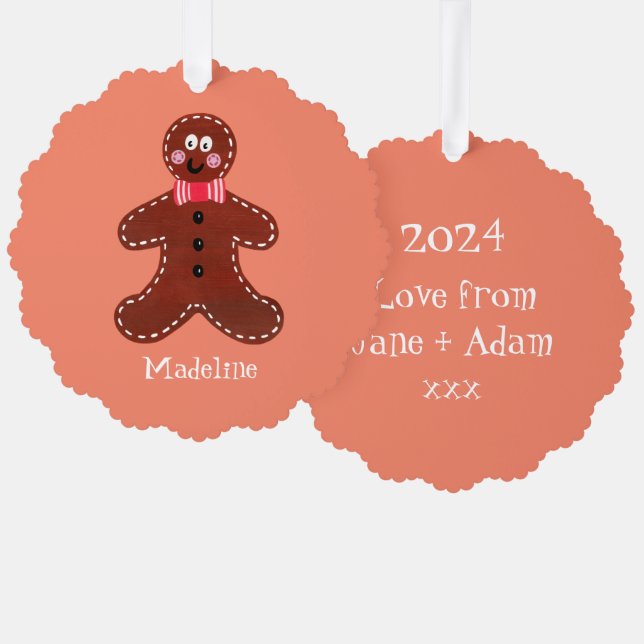 Personalized Christmas Gingerbread Man Ornament Card (Front/Back)