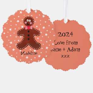 Personalized Christmas Gingerbread Man Ornament Card