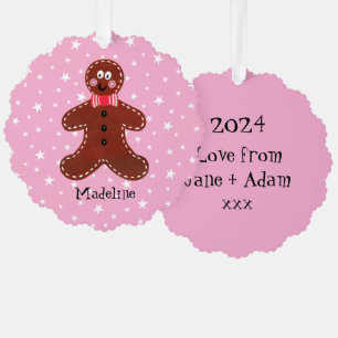 Personalized Christmas Gingerbread Man Ornament Card