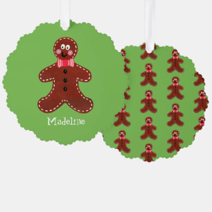 Personalized Christmas Gingerbread Man Ornament Card