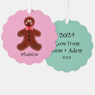 Personalized Christmas Gingerbread Man Ornament Card