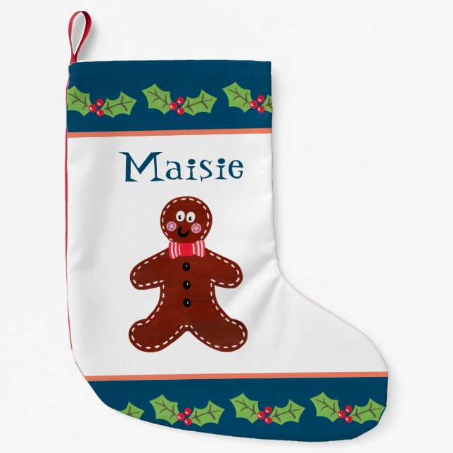 Personalized Christmas Gingerbread Man Small Christmas Stocking (Front)