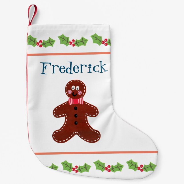 Personalized Christmas Gingerbread Man Small Christmas Stocking (Front)