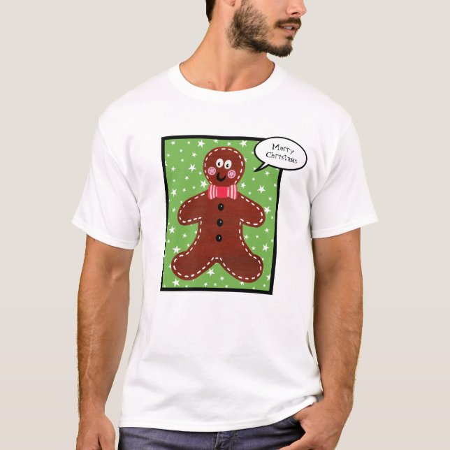 Personalized Christmas Gingerbread Man T-Shirt (Front)