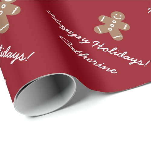 Personalized Christmas gingerbread wrapping paper