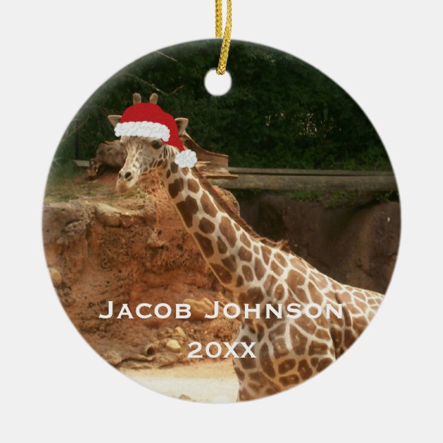 Personalized Christmas Giraffe Ornament (Front)