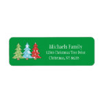 Personalized Christmas Glitter Trees Address Label