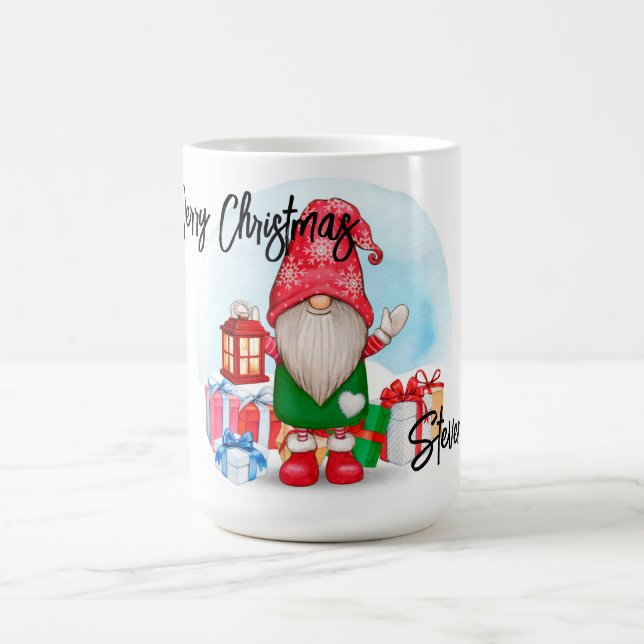 Personalized Christmas Gnome Coffee Mug (Center)