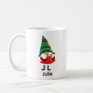 Personalized Christmas Gnome Holding a Gift Box Coffee Mug