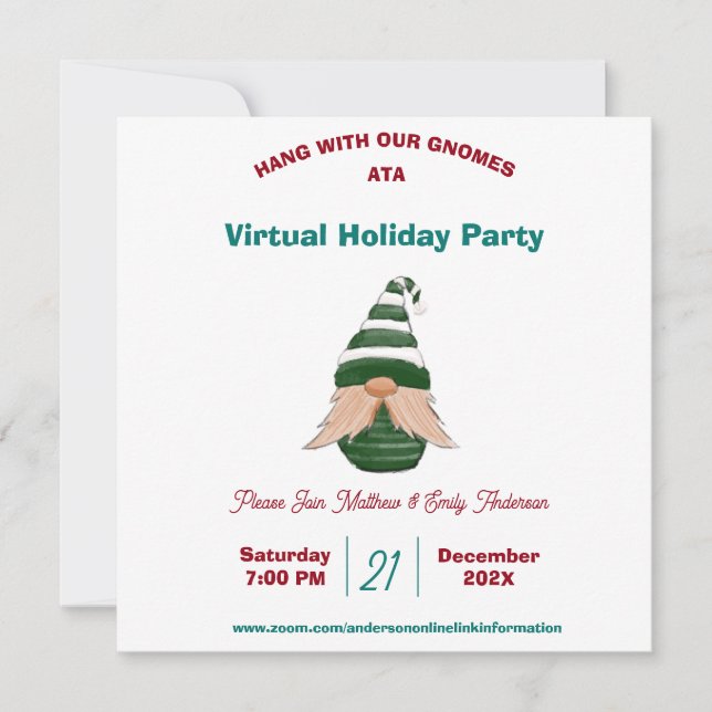 Personalized Christmas Gnome Invitation  (Front)